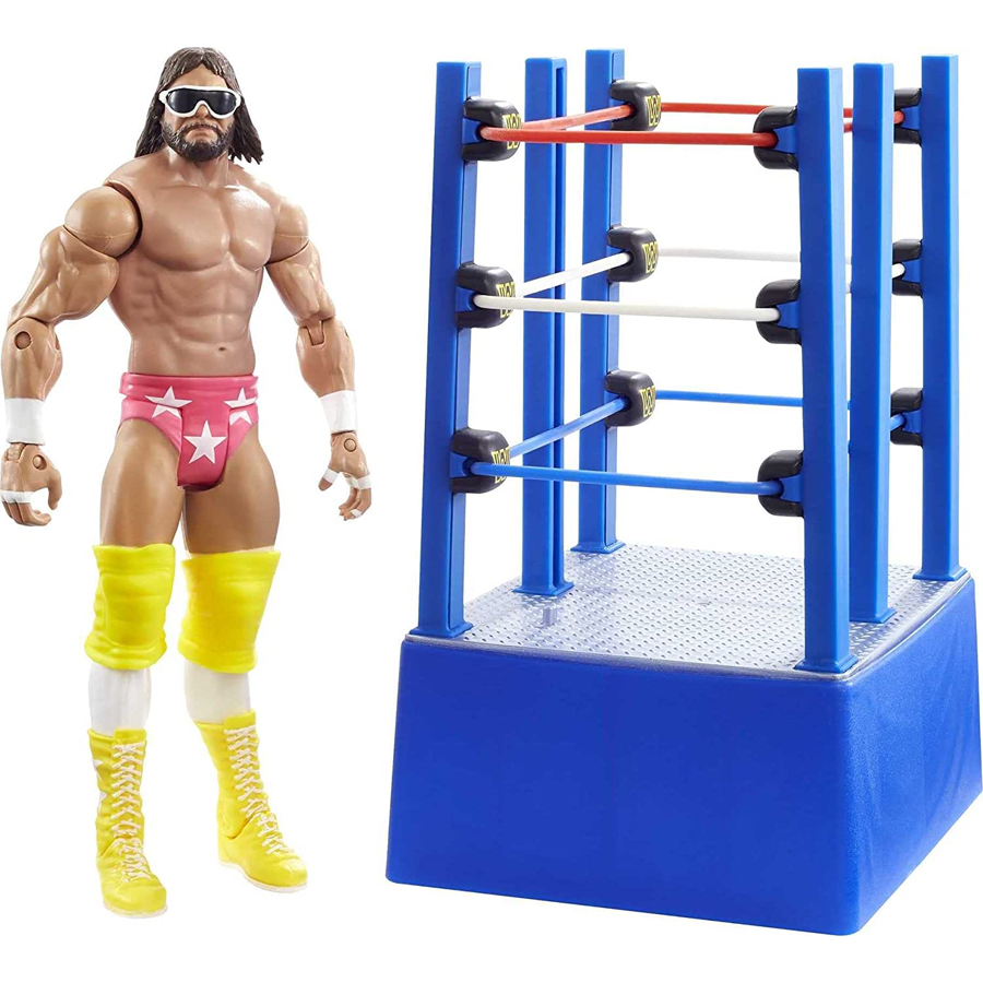 WWE Wrestlemania Moments Macho Man Randy Savage 6 inch Action Figure Ring Cart with Rolling Wheels
